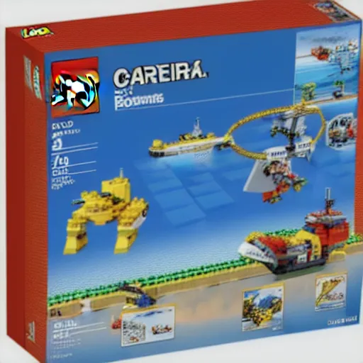 Prompt: a box art of a lego set about flat earth