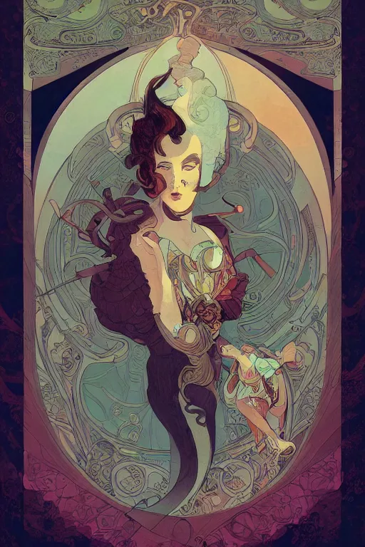 Image similar to portrait of a victorian era duc, stylized illustration by peter mohrbacher, moebius, mucha, victo ngai, colorful comics style