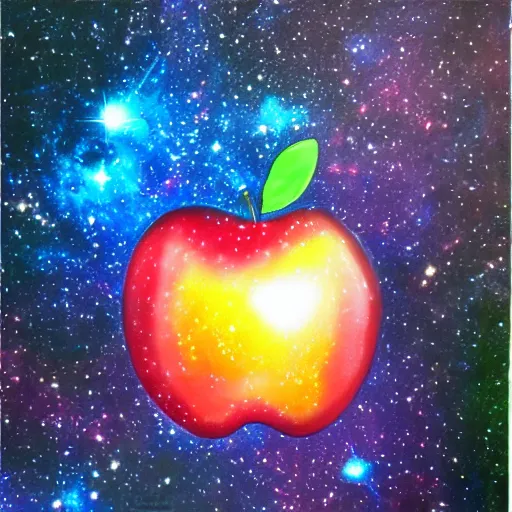 Prompt: galaxy colored apple