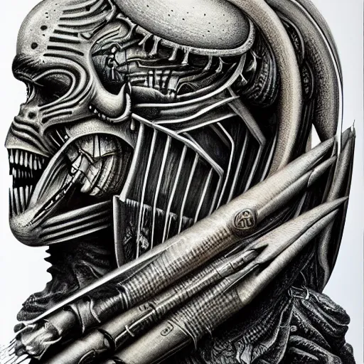 Prompt: battle between gods of all religions, airbrush painting by hr giger, illustration, intricate detail, award winning work,