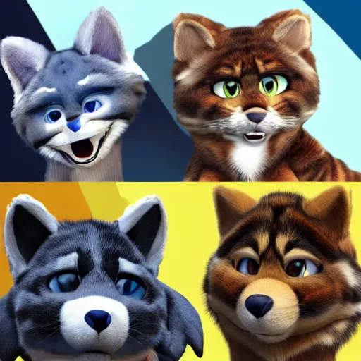 Prompt: furries in a zoom call