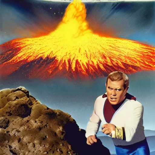 Image similar to captain kirk falling into a volcano