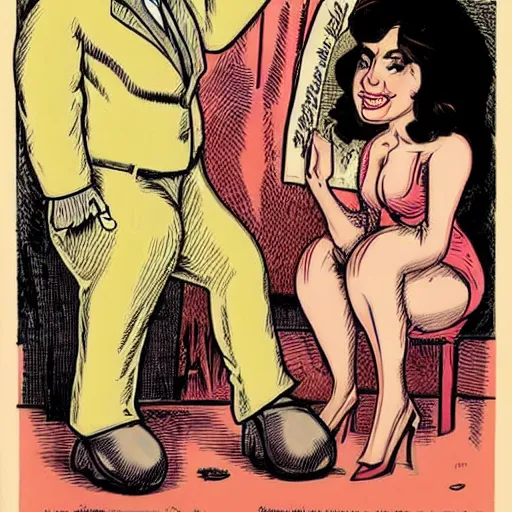 Image similar to caricature of Amouranth by R. Crumb