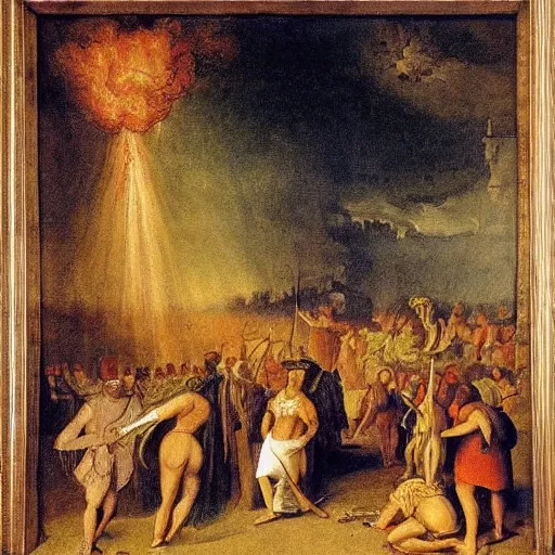 Image similar to 1 8 th painting of a giovanna d'arco burned at the stake