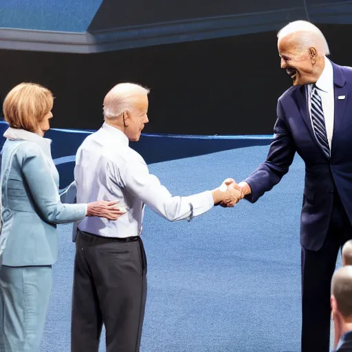 Prompt: joe biden shaking hands with captain america