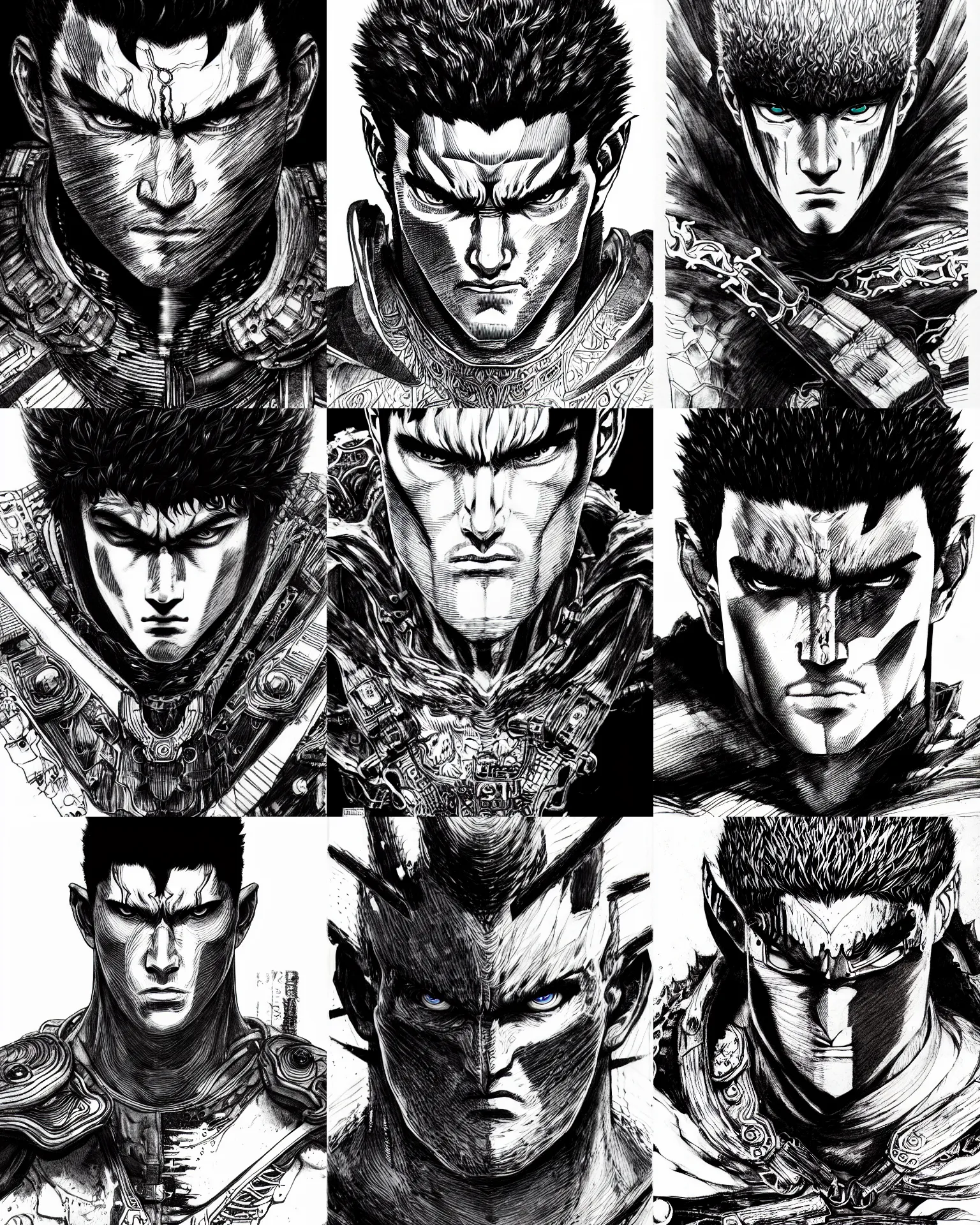 Prompt: portrait of guts from berserk, sumi - e style, masterful, intense, ultrafine hyperdetailed illustration, concept art, detailed, intricate linework, art by yoji shinkawa