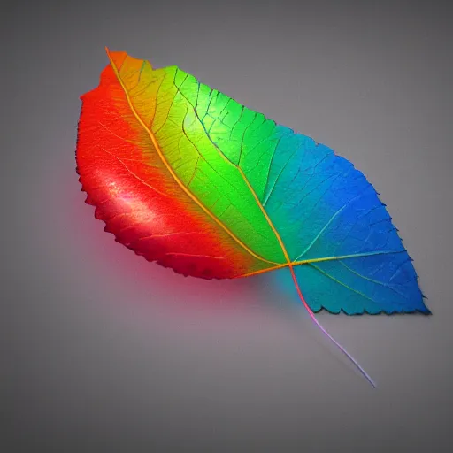 Image similar to rainbow leaf made out of smoke, octane render, 4 k, high detail