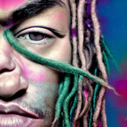 Image similar to a close up of a person with dreadlocks, an album cover by David LaChapelle, reddit, precisionism, 1990s, smokey background, high definition