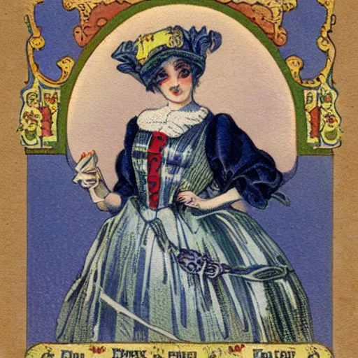 Prompt: fancy victorian cards jester