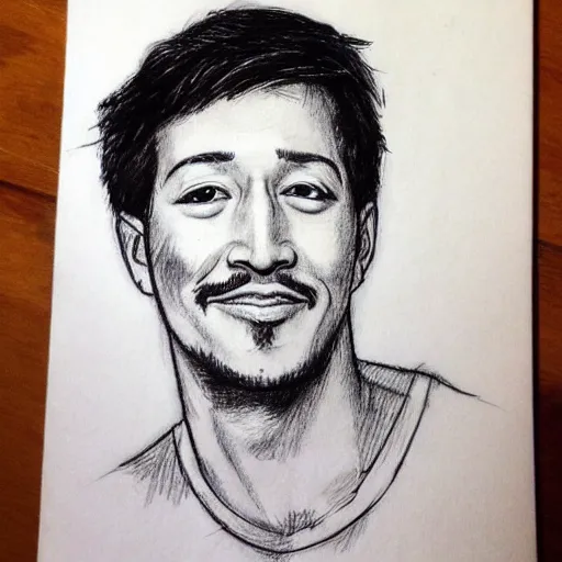 Image similar to markiplier portrait sketch, by da vinci, sketch, traditional art