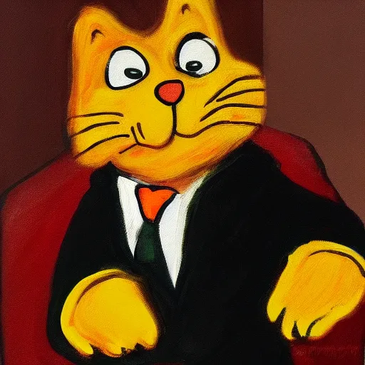 Prompt: impressionalist painting of garfield