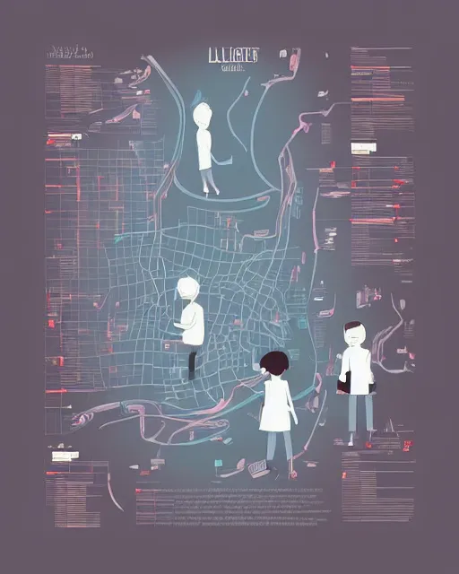 Image similar to a little girl in science lab experiment test tube microscope map. clean cel shaded vector art. minimalist illustration art by lois van baarle, artgerm, helen huang by makoto shinkai and ilya kuvshinov, rossdraws