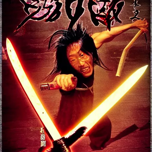 Prompt: Demon, yokai, kung fu, wuxia, xianxia, glam metal hair, Jiang sword, wild hair, 1983 cinematic, live action