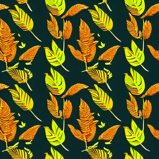 Image similar to seamless pattern of amazon forest leafs, rich colors, mostly green and yellow