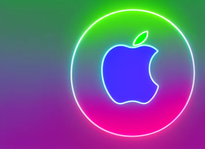 Image similar to a neon apple logo, fluent design, wallpaper