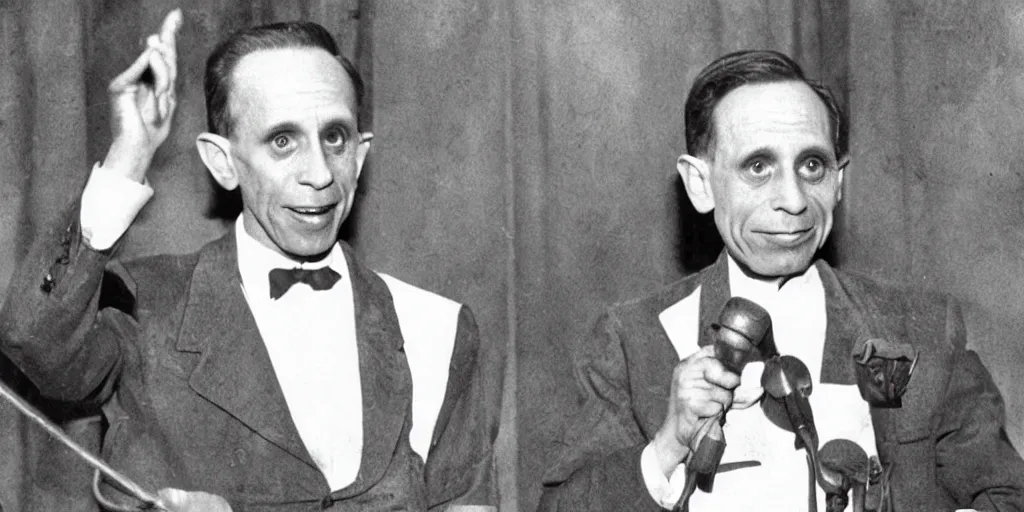 Image similar to Cute Bunny as Joseph Goebbels giving Total War speech