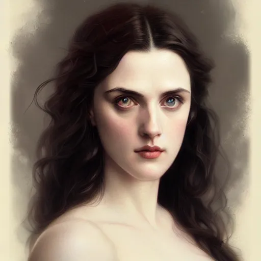 Image similar to beautiful striking Pre-Raphaelite Katie McGrath by Artgerm and Greg Rutkowski, intricate, elegant, highly detailed, digital painting, artstation