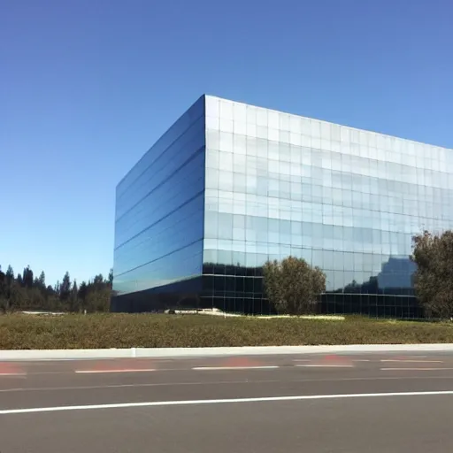 Prompt: John driving past the Apple building on 280 and signaling with his right hand