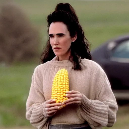 Image similar to jennifer connelly as a corn on the cob