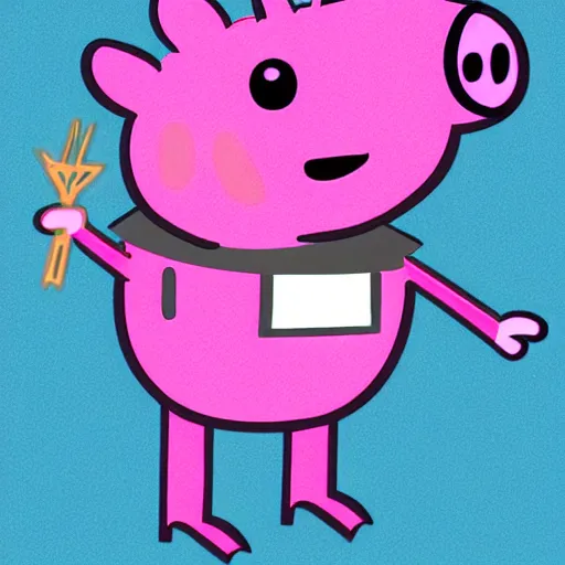 Prompt: peppa the pig as full modified cyborg.