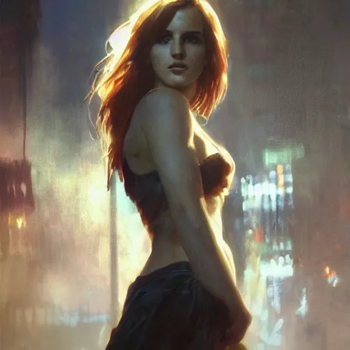 Image similar to bella thorne and emma watson, hyperrealistic full figure, bladerunner street, art of elysium by jeremy mann and frank frazetta and alphonse mucha, fantasy art, photo realistic, dynamic lighting, artstation, full figure poster, volumetric lighting, very detailed face, 4 k, award winning