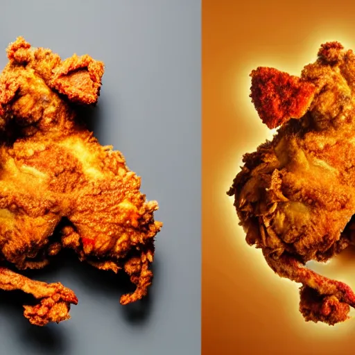 Image similar to epic professional digital award winning food photo of fried chicken shaped like amanda seyfried., artstation, cgsociety, epic, stunning, gorgeous, much wow, much detail