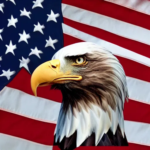 Image similar to a bald eagle with a dog on it, patriotic, detailed, unreal engine