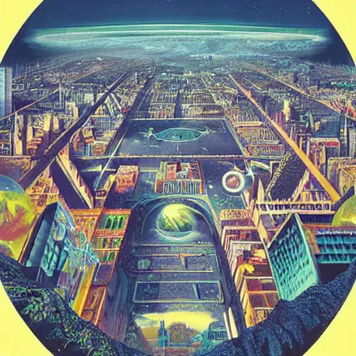 Image similar to Planetary City by Ansel Adams and Bernardo Bellotto, digital painting, chillwave aesthetic!!