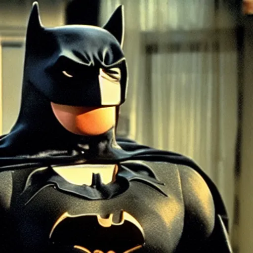 Prompt: A film still of Batman, from The Muppets