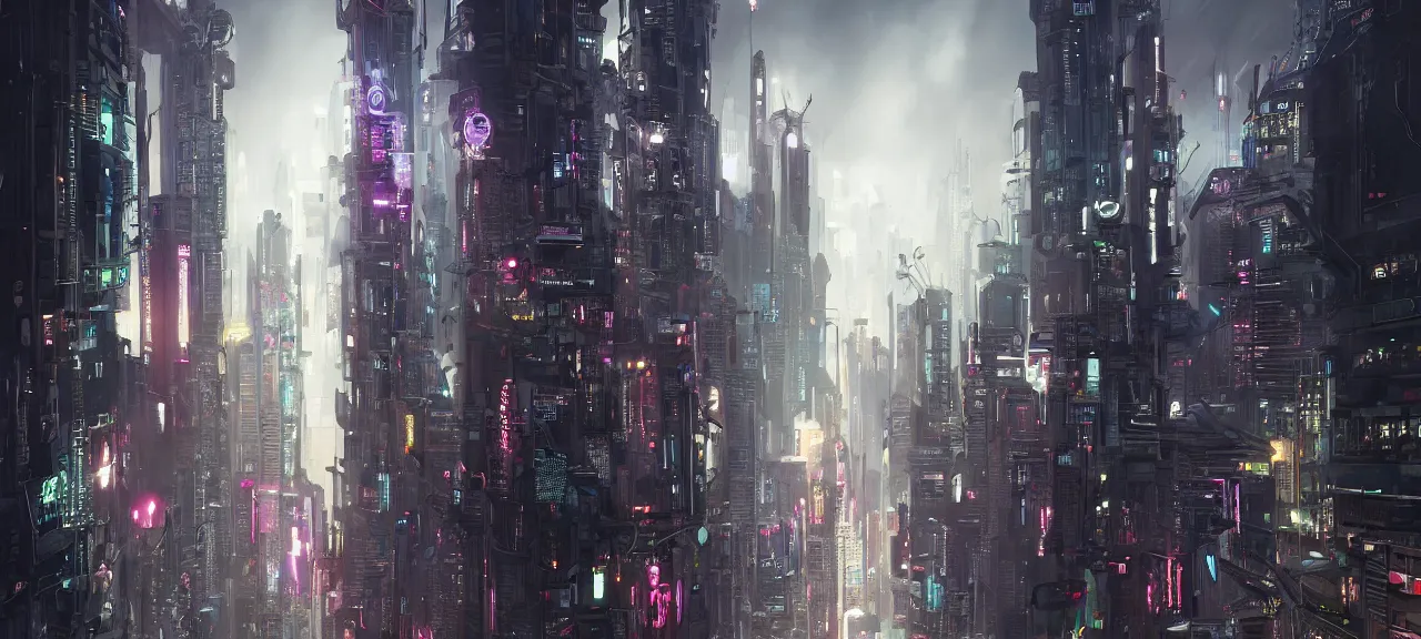 Prompt: Cyberpunk City, by Bjorn Barends