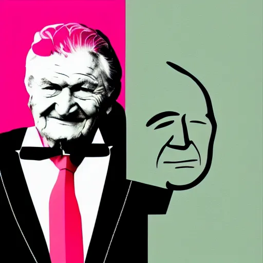 Prompt: contemporary graphic design portrait of bob hawke by paul rand