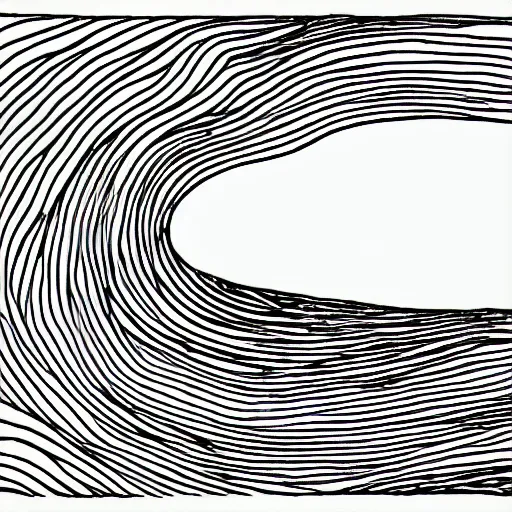 Prompt: minimalist line drawing of ocean wave