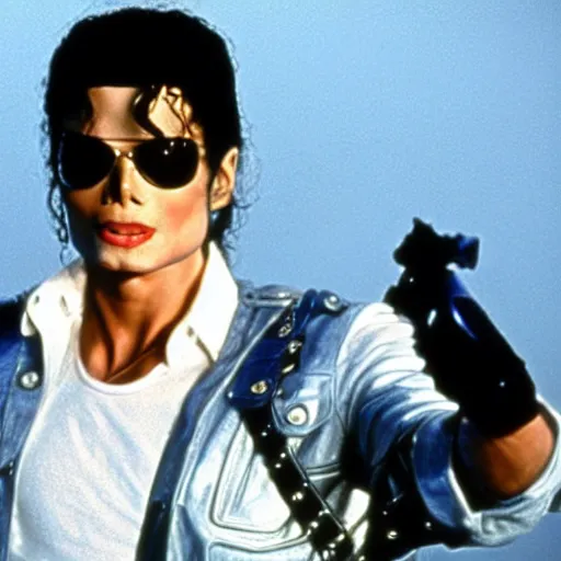 Prompt: michael jackson as the t - 1 0 0 0 in terminator 2, photo, still frame, cinematic