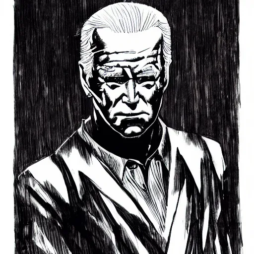 Image similar to Joe Biden looking sinister, by Tsutomu Nihei, highly detailed