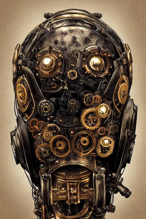 Image similar to steampunk helmet fantasy art mask robot ninja stylized digital illustration sharp focus, elegant intricate digital painting artstation concept art global illumination ray tracing advanced technology chaykin howard and campionpascale and cooke darwyn and davis jack