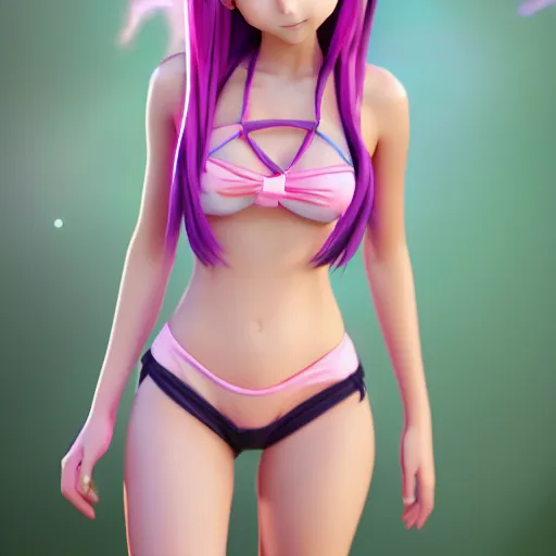 3D, gorgeous, anime, girl, sexy, tight swimsuit, strings 