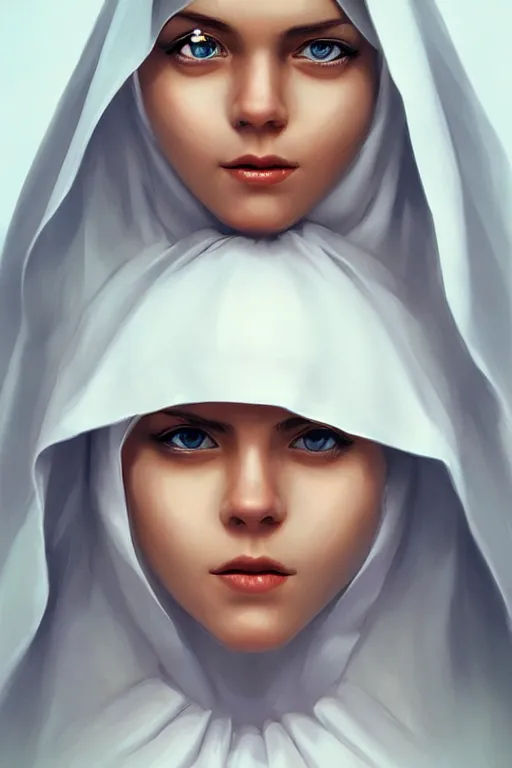 Image similar to Nun portrait, by artgerm, WLOP