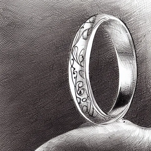 Image similar to artisan sketching of a ring with a cameo ornament, technical, full page, highly detailed, 8 k