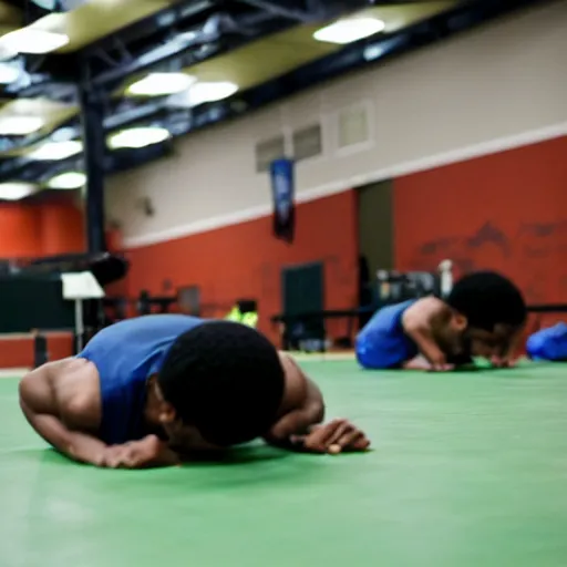 Image similar to Obama doing push-ups in a gymnasium, 40nm lens, shallow depth of field, 4k,