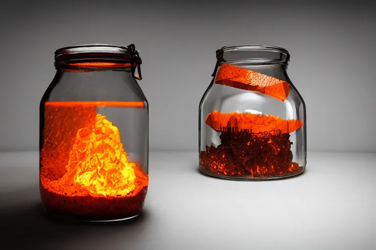 Prompt: jar of lava, studio photography