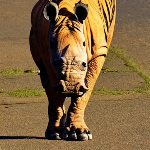 Prompt: half rhino, half tiger