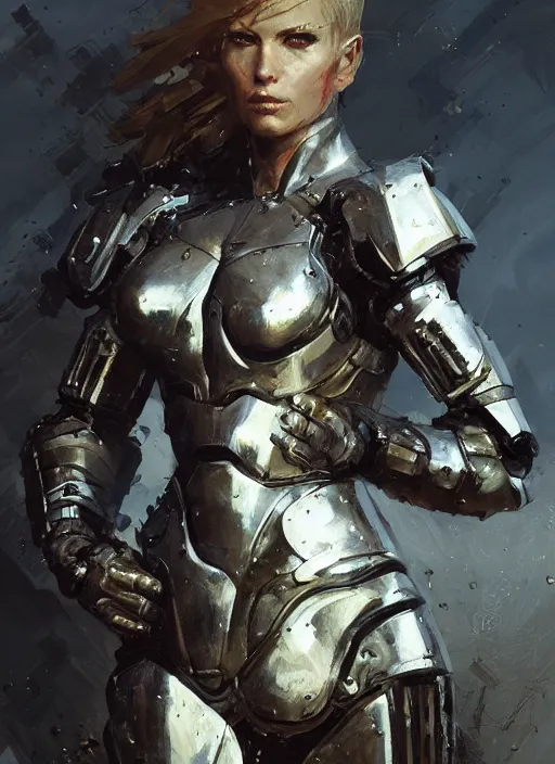 Image similar to epic woman portrait in armour made out of strongest metal gear by greg rutkowski and craig mullins