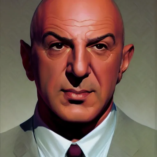 Image similar to portrait of telly savalas as lex luthor. portrait, concept art, sharp focus, smooth, artstation, by alex ross, by huang guangjian and gil elvgren and sachin teng