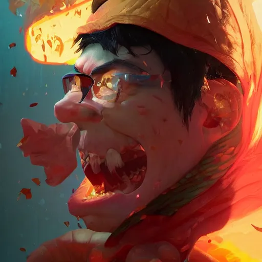 Image similar to portrait of the angry toast was alive, volumetric lighting, dynamic composition, fantasy, hyper detailed, ultra realistic, sharp focus, octane render, concept art by sachin teng and sergey kolesov and ruan jia and heng z