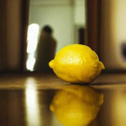 Image similar to a lemon, in a room of mirrors