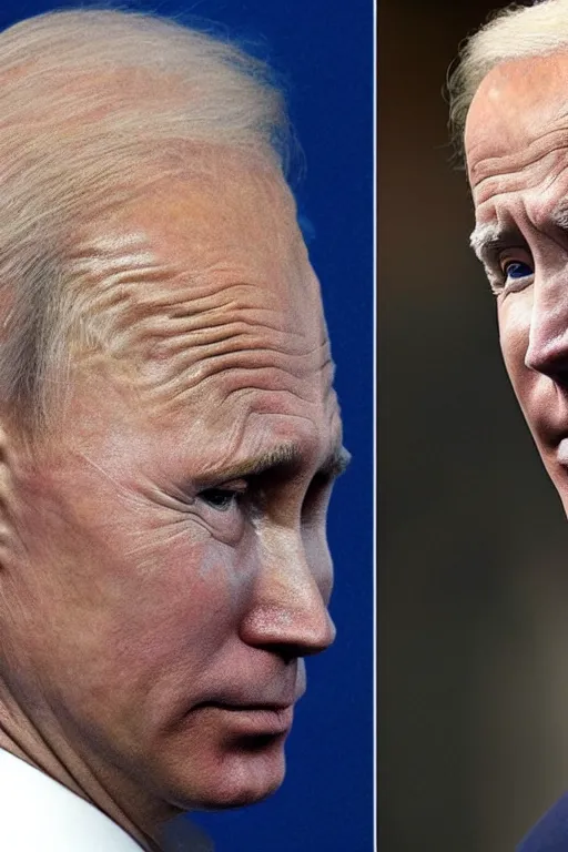 Image similar to Putin with half of his face is Biden, Highly detailed, face, 4k