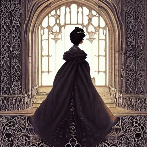 Image similar to audrey hepburn in an epic victorian novel, inside an ornate castle, intricate, elegant, highly detailed, digital painting, artstation, matte, illustration, art by artgerm, greg rutkowski, loish, rhads, ferdinand knab, makoto shinkai, lois van baarle, ilya kuvshinov, rossdraws, tom bagshaw