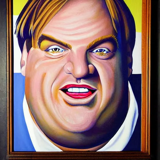 Prompt: Chris Farley painting by Thomas-Montacellinio