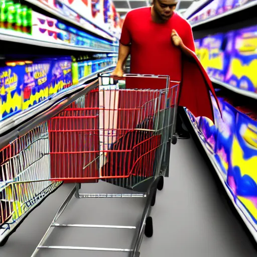 Image similar to Batman In a target buying groceries, HD, high resolution, hyper realistic, 4k, intricate detail