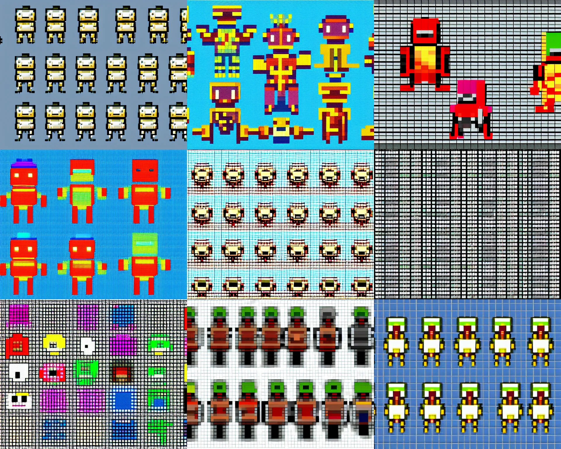 Prompt: I can't believe I just spent 8 hours and 100 pixelated hours making these little robots.